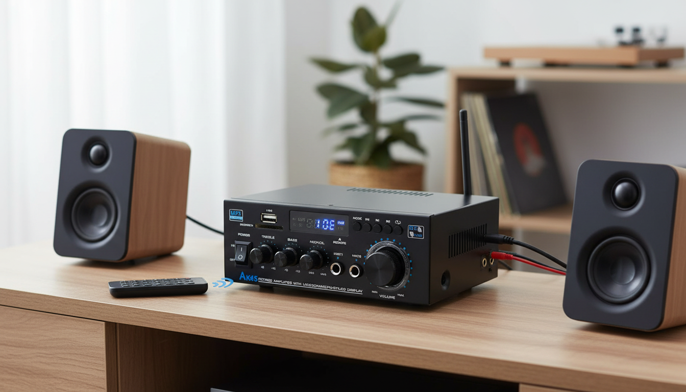 Compact HiFi Bluetooth Stereo Amp: USB/AUX/FM + Remote